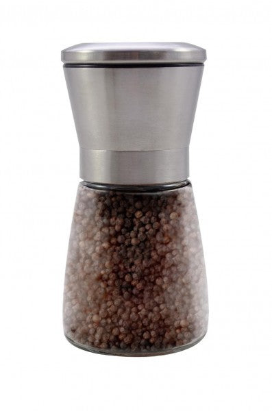 Edelstahl Pfeffer- Mühle inkl. 100g schwarzer Bio Pfeffer